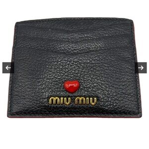 Miu Miu Black Card Holder with Red Heart